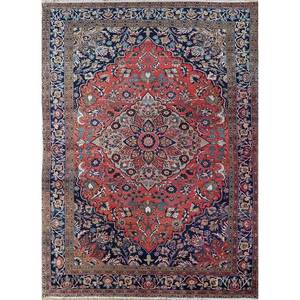 Tapis en laine noué à la main Aalam Blue Pae-4144, motif médaillon oriental, pour salon, chambre, couloir, 9x12, idéal pour adolescents - Product Image 1