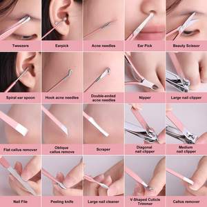 Juego de manicura, kit de pedicura para cortaúñas, juego profesional 20 en 1, kits de aseo portátiles con estuche de viaje, Rosa - Product Image 5