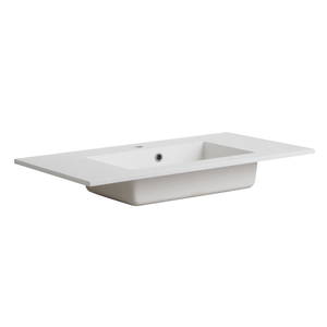 Lavabo da Incasso Koricini 90 Cm in Marmo Ricomposto Bianco Opaco per Arredo Bagno - Product Image 3