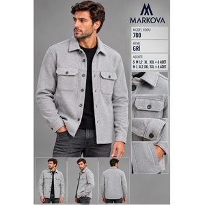 เสื้อเชิ้ตผู้ชาย MARKOVA สีเทา รุ่น 700 ผ้าถัก สำหรับฤดูหนาว คุณภาพเยี่ยม ขายดีที่สุด ขายส่ง - Product Image 1