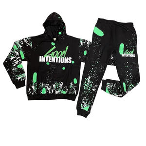 เสื้อสเวตเตอร์มีฮู้ดและกางเกงขาบานสำหรับผู้ชายเสื้อผ้าแนวสตรีทระบายอากาศได้พิมพ์โลโก้ตามสั่งสำหรับฤดูหนาว - Product Image 1