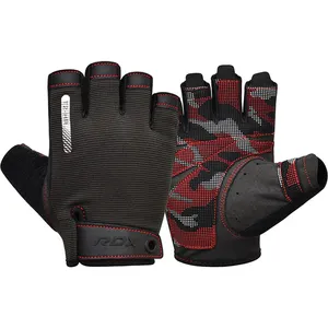 High Quality Customizable <b>Red</b> Half-Finger Fitness <b>Gloves</b> for Workout Weight Lifting Powerlifting-Wholesale - Product Image 1