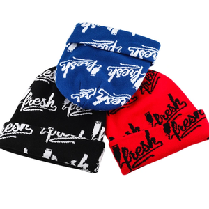 Gorro de invierno Jacquard con letras personalizadas, gorro de punto acrílico con puños para viajes al aire libre, uso diario - Product Image 5