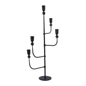 Porte-bougie en métal minimaliste contemporain |   Support de bougies chauffe-plat multi-lumières en fil torsadé |   Centre de table géométrique noir mat - Product Image 6