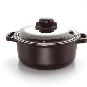 Non-stick Aluminum Casserole Dish (24cm) with <b>Lid</b> INDUCTION Black 097IN 24TP - Product Image 2