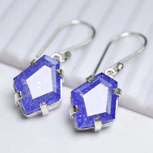 Boucles d'oreilles en Tanzanite violette naturelle de 52,85 carats, argent sterling 925, pierre précieuse certifiée, bijoux élégants et fantaisistes, cadeau - Product Image 4