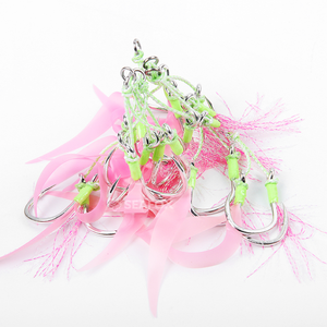 Seafox OEM ODM 8062 crochets de gabarit avec ruban jupe en silicone crochet à double assistance pour la pêche au bar pour la pêche de fond gabarit en métal - Product Image 1