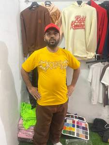 Vente en gros T-Shirt homme décontracté en coton surdimensionné à manches courtes avec col rond solide motif strass logo Tshirt pour hommes - Product Image 4