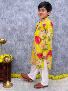Ensemble de pyjama Kurta en coton uni de haute qualité pour enfants | Tenue traditionnelle en tissu respirant pour les fonctions | Indian Factory - Product Image 4