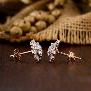 2.09 TDW rond brillant coupe étoile éclatement diamant goujon 18k or Rose labgrown diamant Hpht/Cvd diamant bijoux - Product Image 3