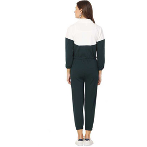 ชุดวอร์มทำงานแผงทึบทำจากปากีสถานสำหรับผู้หญิงมีฮู้ดและกางเกงคอปกตั้งมีซิป - Product Image 4