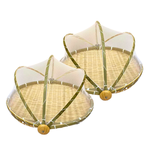 Rustic BAMBOO <b>TRAY</b> with Mesh Cover Traditional & Eco-Friendly Sustainable Food Serving & Storage <b>Tray</b> Vietnam Crafts - Product Image 1