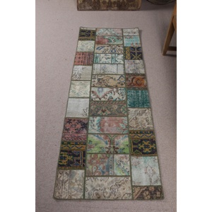 Alfombra Turca, Alfombra de Pasillo de 2.2x6.1 pies, Alfombra Oriental Azul de Lana - Product Image 1