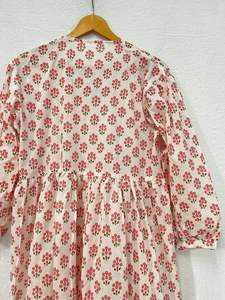 Robe longue rose imprimé floral pour femmes haut confortable à manches longues léger robe Kurti une pièce longue robe d'été Boho - Product Image 5