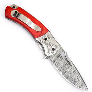 Gran oferta, cuchillo de camping de bolsillo plegable de acero de Damasco hecho a mano personalizado con mango de madera de rosa, garantía de 3 años, soporte OEM/ODM - Product Image 5