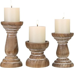Portavelas Decorativo de Madera Elaborado para Celebraciones Festivas en el Hogar con Aspecto Natural que Ofrece un Cálido Brillo de Luz - Product Image 5