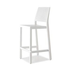 Stackable Counter <b>Stool</b> in Technopolymer with Backrest and Footrest, <b>Seat</b> Height 65 cm, Outdoor Bar Cafe Made in Italy - Product Image 2