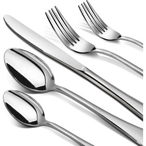 Cubiertos de acero inoxidable de primera calidad, acabado pulido a la corrosión, durabilidad elegante para comedor diario, acero espejado - Product Image 5