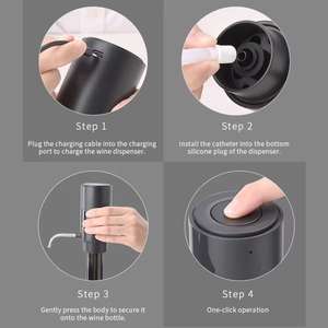 Aérateur à vin électrique rechargeable par USB 800 ml, portable, unité multifonction 6-en-1 avec lumière LED - Product Image 3