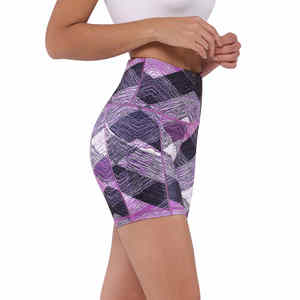 Pantalones cortos de motorista de Yoga de cintura alta con estampado personalizado para mujer, ropa deportiva de poliéster Spandex con Control de barriga para Fitness, correr, cintura media - Product Image 1