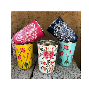 Verre imprimé en cuivre pur fait à la main Design unique Verre de cuivre imprimé en émail 5 pcs au meilleur prix - Product Image 2