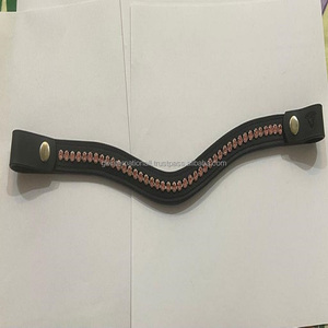 1 rangée de cristaux roses étincelants, strass incrustés, chaîne vide en cuir, bracelet de sourcil de cheval avec bouton-pression pour boucles - Product Image 2