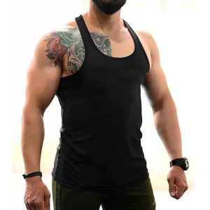 Débardeur de gymnastique sans manches 100% coton pour hommes Style vintage tricoté musculation Fitness débardeur avec décoration de trou de broderie - Product Image 1