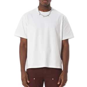 เสื้อยืดลำลองผู้ชายทรงหลวมโอเวอร์ไซส์ผ้าคอตตอนลาย100% ทึบปรับแต่งได้เสื้อยืดเปล่าบริการ OEM - Product Image 1