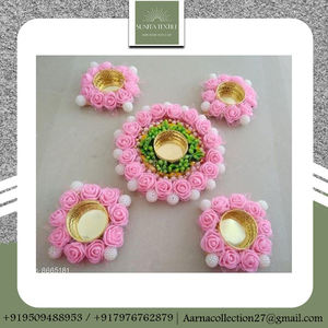 Alfombrilla de Rangoli tradicional de colores vibrantes, diseño intrincado para portavelas para el Día del Padre, regalo de Halloween, graduación - Product Image 2