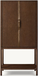 Armoire de bar à vin en bois de manguier de qualité supérieure avec verre de finition noyer Home Bar pour sous-sol Restaurants en plein air Cafés Gymnases Hôtels - Product Image 2