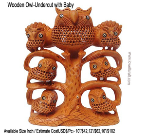 Indian Hand-Carved Wooden Owl Traditional Artisan Owl Figurine with Intricate Detailing Natural <b>Wood</b> <b>Sculpture</b> for Home Decor - Product Image 3