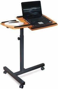 Innovative <b>Adjustable</b> Rolling <b>Laptop</b> <b>Stand</b> Open Closure Wood Style Design for Portable Work <b>Laptop</b> Desk - Product Image 4