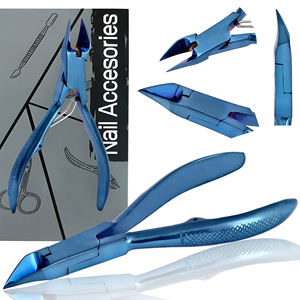 Cortaúñas de suministro de fábrica, cortador de uñas ecológico al por mayor, grabado de logotipo gratuito, acabado mate, pinza de uñas con agarre azul - Product Image 1