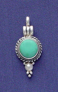 จี้925เงินสเตอร์ลิงทำด้วยมือจี้เทอร์ควอยส์เพชรรูปหัวใจดอกไม้จำนวนรูปแบบทางศาสนาสำหรับของขวัญปาร์ตี้ - Product Image 5