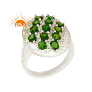 แหวนไดออปไซด์และพลอยเพอริดอททำจากโครเมี่ยมธรรมชาติเงินสเตอร์ลิงสำหรับผู้ผลิตเครื่องประดับแบบปรับแต่งได้ - Product Image 1