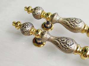 มือจับประตูงูทองเหลืองโบราณ2ชิ้นมือจับประตูหลักสำหรับเฟอร์นิเจอร์บ้านและสำนักงาน - Product Image 3