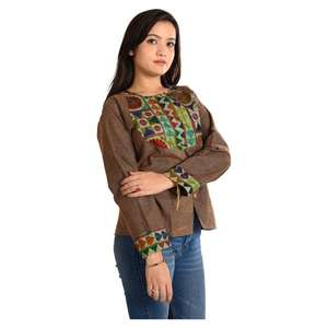 Chaqueta vaquera bordada de estilo Vintage a la moda para mujer, chaqueta bordada para fiesta de trabajo para otoño y primavera - Product Image 5