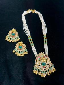 Conjunto de Collar y Aretes TISHYA DIAMOND, Chapado en Oro Étnico con Moissanita, Diseño Floral con Perlas de Imitación, para Mujer, Joyería de Boda - Product Image 4
