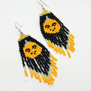 Embroidery <b>Halloween</b> Pumpkins <b>Earrings</b> Custom Seed Beads <b>Halloween</b> Pumpkin <b>Earrings</b> - Product Image 1