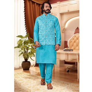 Kurta Shalwar élégant de créateur de qualité supérieure pour hommes avec veste pour la mode derniers vêtements ethniques ensembles de 3 pièces pour hommes - Product Image 1