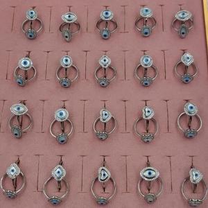 Anneaux ajustables en argent sterling 925 plaqué rhodium, œil maléfique, bijoux de protection pour femmes, légers, tendance, pour mariage et fêtes - Product Image 1