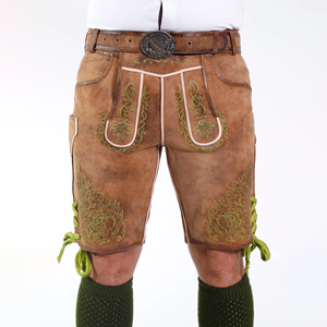 El disfraz bávaro alemán para hombre, éxito de ventas al por mayor, incluye pantalones cortos Lederhosen de estilo callejero en varios colores - Product Image 1
