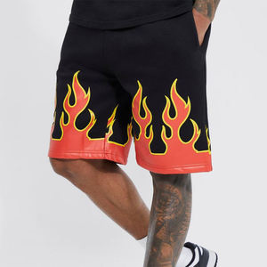 Pantalones Cortos de Felpa Francesa de Alta Calidad para Hombre, con Cordón de Lujo, Diseño de Moda, Impresión Personalizada DTG, Estilo Deportivo con Llamas - Product Image 1