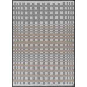 Alfombras de Lana Tejidas Planas Grises y Negras Alhambra ADWL-13129 para Uso Doméstico - Alfombra Rectangular Abstracta a Rayas para Dormitorios y Pasillos - Product Image 1