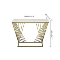 Table console en métal Art Déco blanc et or de MZ INTERNATIONAL avec design circulaire pour mariage, salon ou chambre à coucher