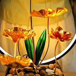 <span class=keywords><strong>Fontaine</strong></span> de lotus à trois niveaux avec lumière LED <span class=keywords><strong>zen</strong></span> réaliste, <span class=keywords><strong>d</strong></span>écoration intérieure en métal pour bureau, maison, chambre à coucher - Product Image 3