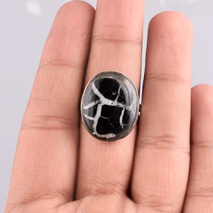 Bague classique en argent Sterling 925 pierre précieuse septarienne naturelle bijoux plaqués argent à la mode pour les mariages anniversaires fêtes - Product Image 4