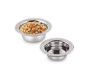 Bol de Nourriture pour Animaux de Compagnie en Acier Inoxydable Écologique Finition Chrome Classique Large Bord Anti-Déversement Résistant à la Rouille Facile à Nettoyer Nourriture Eau - Product Image 2