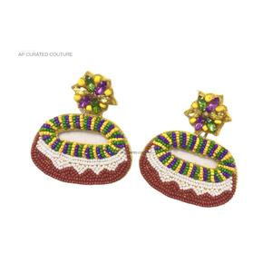 Boucles d'oreilles Mardi Gras au design personnalisé pour femmes avec perles à la main, parfaites pour la célébration de l'événement Mardi Gras - Product Image 6