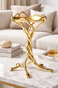 Support de bougie en laiton et aluminium de luxe fait à la main, finition dorée de qualité supérieure, style moderne, porte-bougie, décoration d'intérieur haut de gamme - Product Image 2